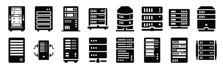 data server silhouette icon set