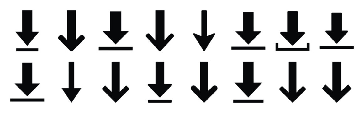 download arrow silhouette icon set