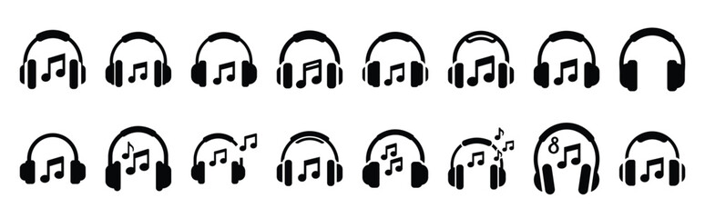 headphone music silhouette icon set © ganesh106