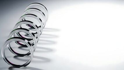 Silver rings arranged in a spiral pattern