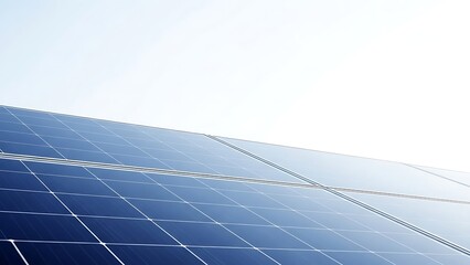 Solar panel array under clear blue sky