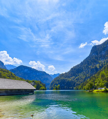 Bayerische Impressionen am K&ouml;nigssee, Deutschland. An einer Bootsanlegestelle.