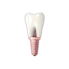 Dental Implant and Healthy Tooth on White