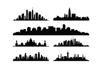 Urban City Skyline and Metropolis Panoramas Set