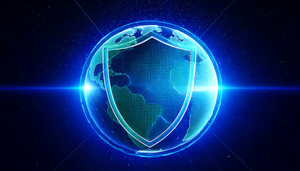 digital background with shield for security
