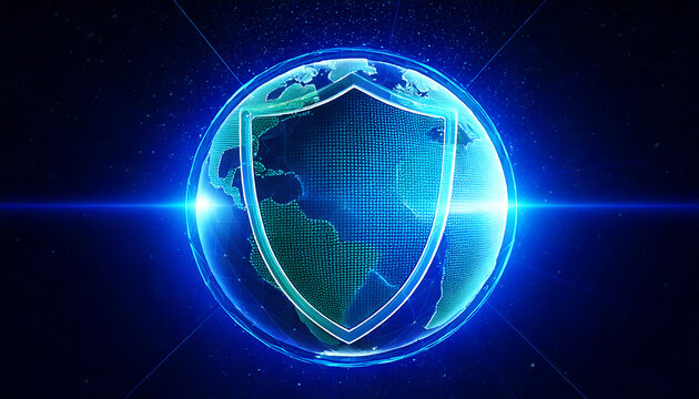 digital background with shield for security - Powered by Adobe