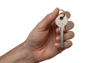 hand holding a key, symbol of access and opportunity . Isolated on transparent background, png