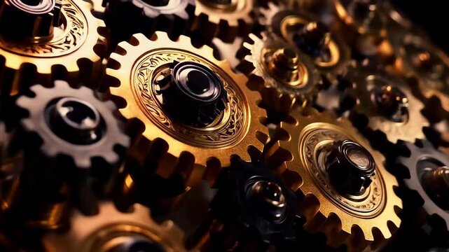 Exploring the design and function of gears in a detailed mechanical setting at night