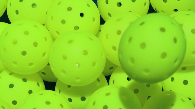 Pickleball balls close view and the balls beeing dropped in
