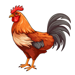 Whimsical Cartoon Hen on White Background