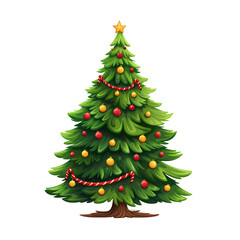 Elegant Christmas Tree on White Background