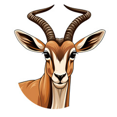 Detailed Gazelle Close-Up Cartoon Vector Illustration