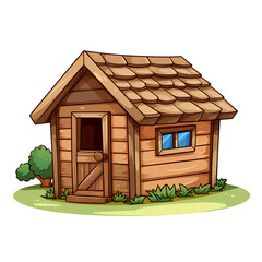 Doghouse in a Backyard on White Background