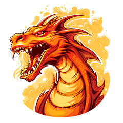 Majestic dragon exhaling fiery breath Vector Illustration
