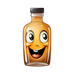 Facial features on bottle on white backdrop