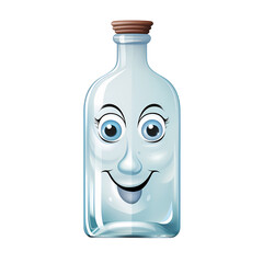 Facial features on white bottle concept