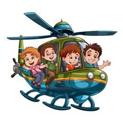 Exciting Helicopter Ride for Children Illustration