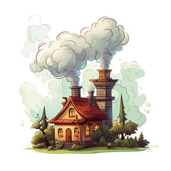 Classic House with Chimney Smoke Stock Vector