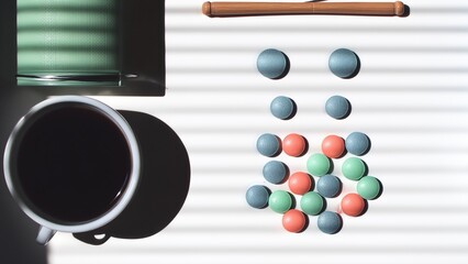Daily Routine for Managing a Chronic Illness With Daily Objects Arranged on a Surface