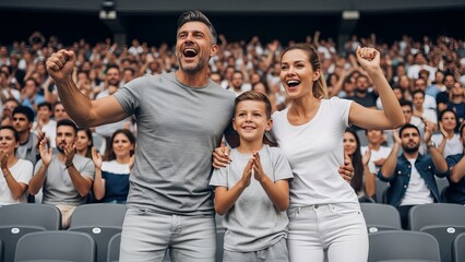 A lively scene at a sports event, likely a soccer match or basketball game