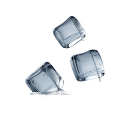 Melting ice cube with visible puddle