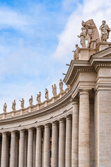 Columns and statues at St. Peter's Basilica in Vatican, Rome, Lazio region, Italy