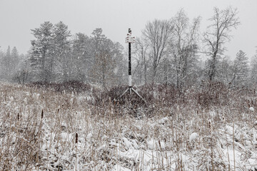 During snowfall in Canada Quebec