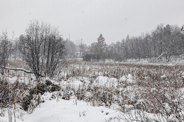 During snowfall in Canada Quebec