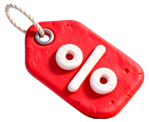 Discount tag 3D illustration, isolated on transparent background, png
