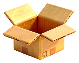 Open box 3D illustration, isolated on transparent background, png