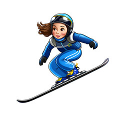 Dynamic Ski Jumping Girl Vector Illustration