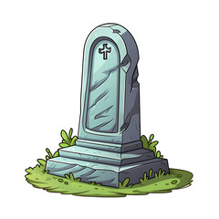 Cartoon Grave Stone on White Background