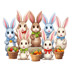 Charming Easter Bunnies in Vector Cartoon