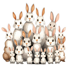 Easter Bunny Family Cartoon Vector Illustration