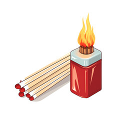Cartoon Matches and Lighter Vector Illustration