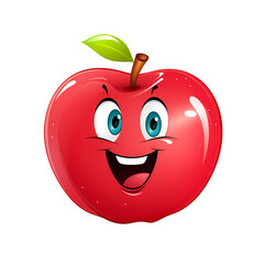 Cheerful apple emoticon on white background