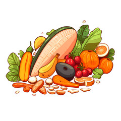 Vitamin Sources Illustration: Essential Nutrients Showcase