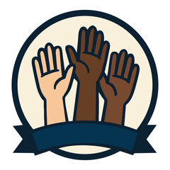 Fototapeta premium Diversity Unity and Inclusion Hands Raised Illustration and MLK Day
