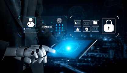 An AI digital security system for user authentication and access control. AI data protection using biometrics and secure login protocols. Motif