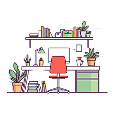 Sleek Workspace Interior Design Outlines