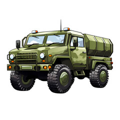 Detailed Military Vehicle Illustration on White