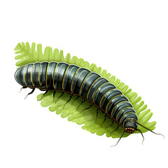 Exquisite Millipede On Vibrant Leaf Close-Up