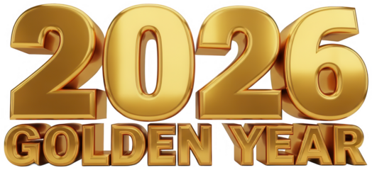 Golden 2026 year text with golden text golden year