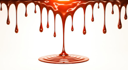 Chocolate Liquid Dripping from Top.
