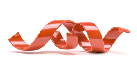 Red Chocolate Ribbon Curled on White.