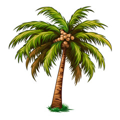Exotic Palm Tree on Transparent Background