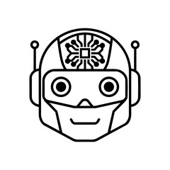 Robot AI Head Icon on white background