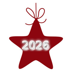 Stella rossa con all'interno il numero 2026