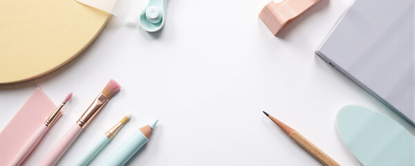 Crafting workspace with colorful stationery and tools for creative projects