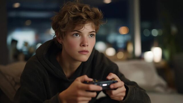 A gamer tuning custom controls and graphics settings inside a video game menu, RGB lights reflecting on their face as they chase smoother performance &mdash; gaming optimization, personalized settings,